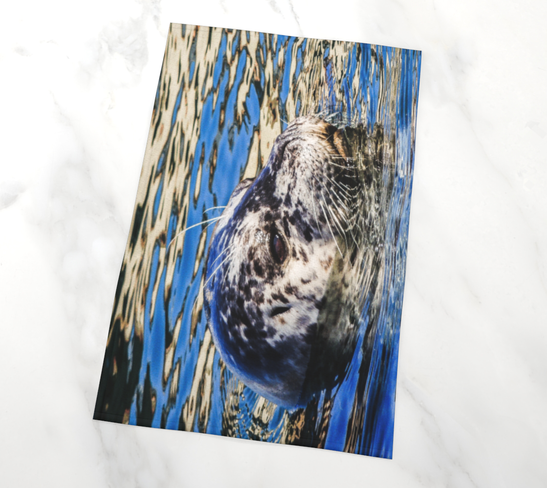 Seal of Blue Tea Towels photography by Roxy Hurtubise Vancouver Island VanIsleGoddess.com