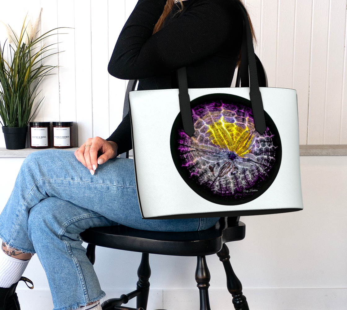 Spotlight Sand Dollar White Vegan Leather Tote Bag