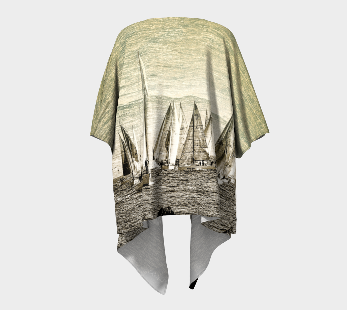 Back side of Yacht Race draped kimono.