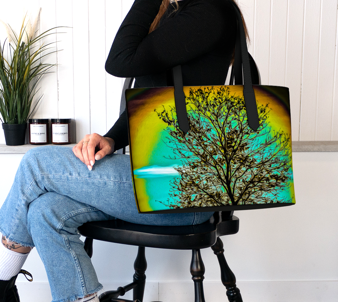 Island Tree Of Life Vegan Leather Tote Bag