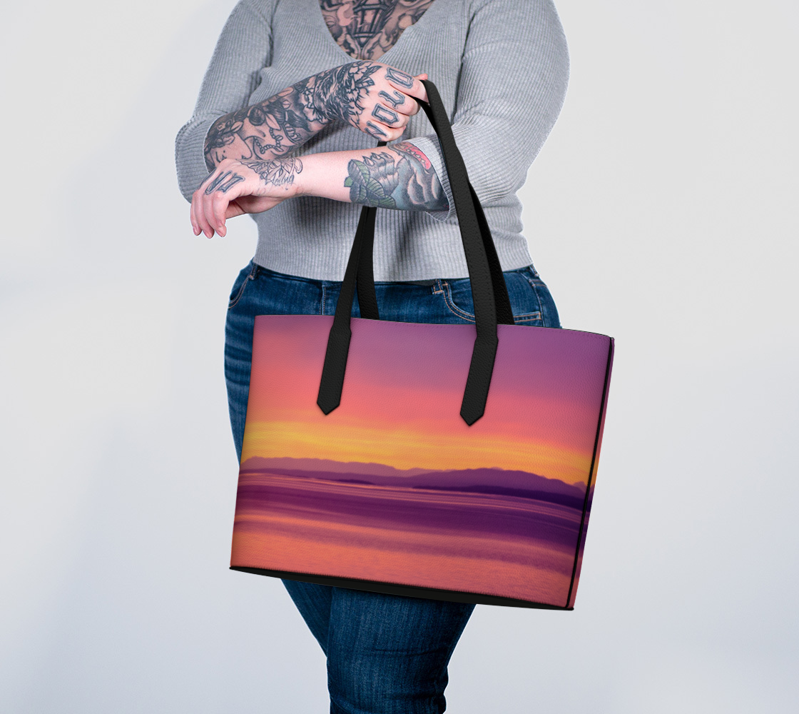 Vancouver Island Sunset Vegan Leather Tote Bag