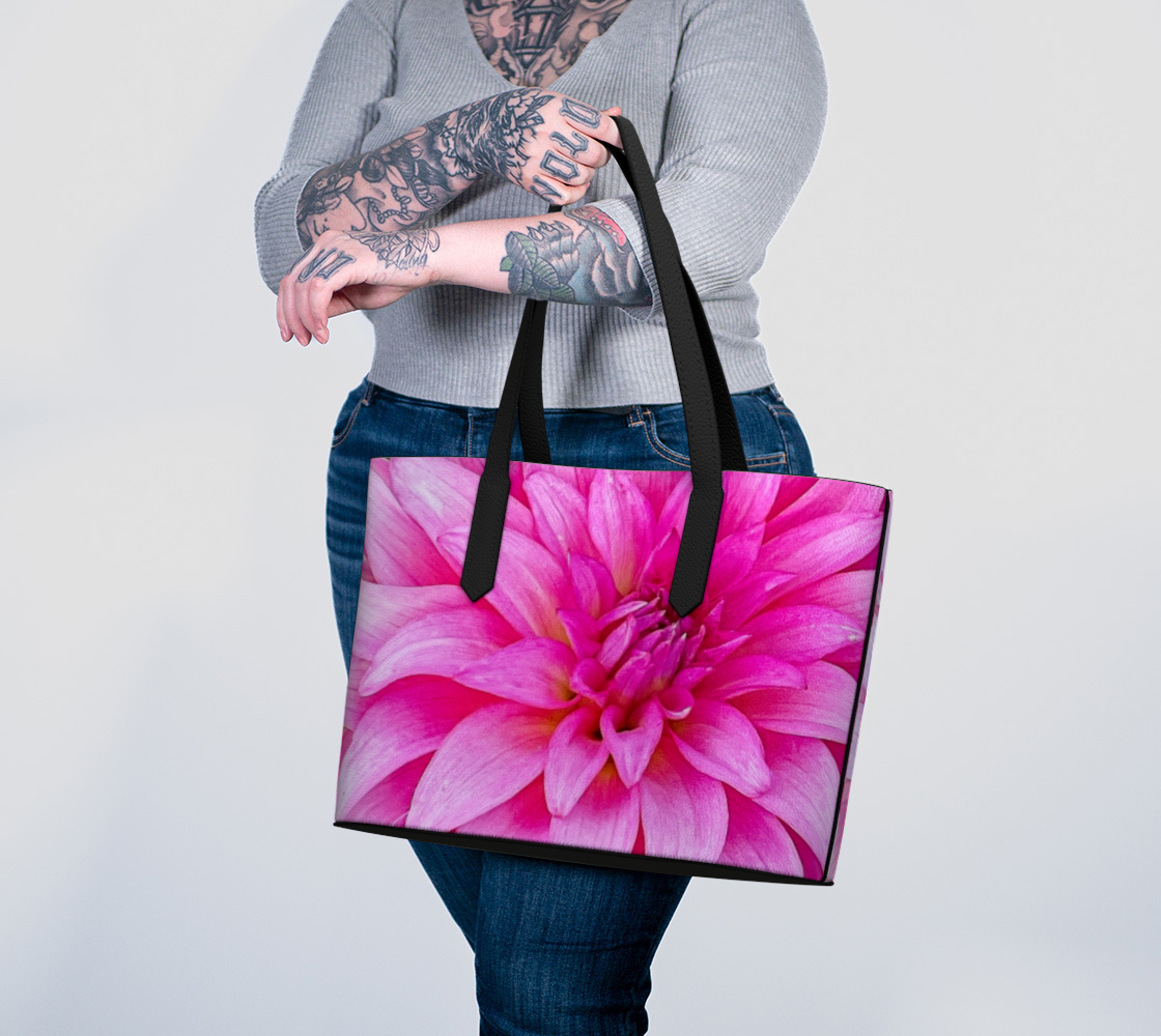 Summer Dahlia Vegan Leather Tote Bag