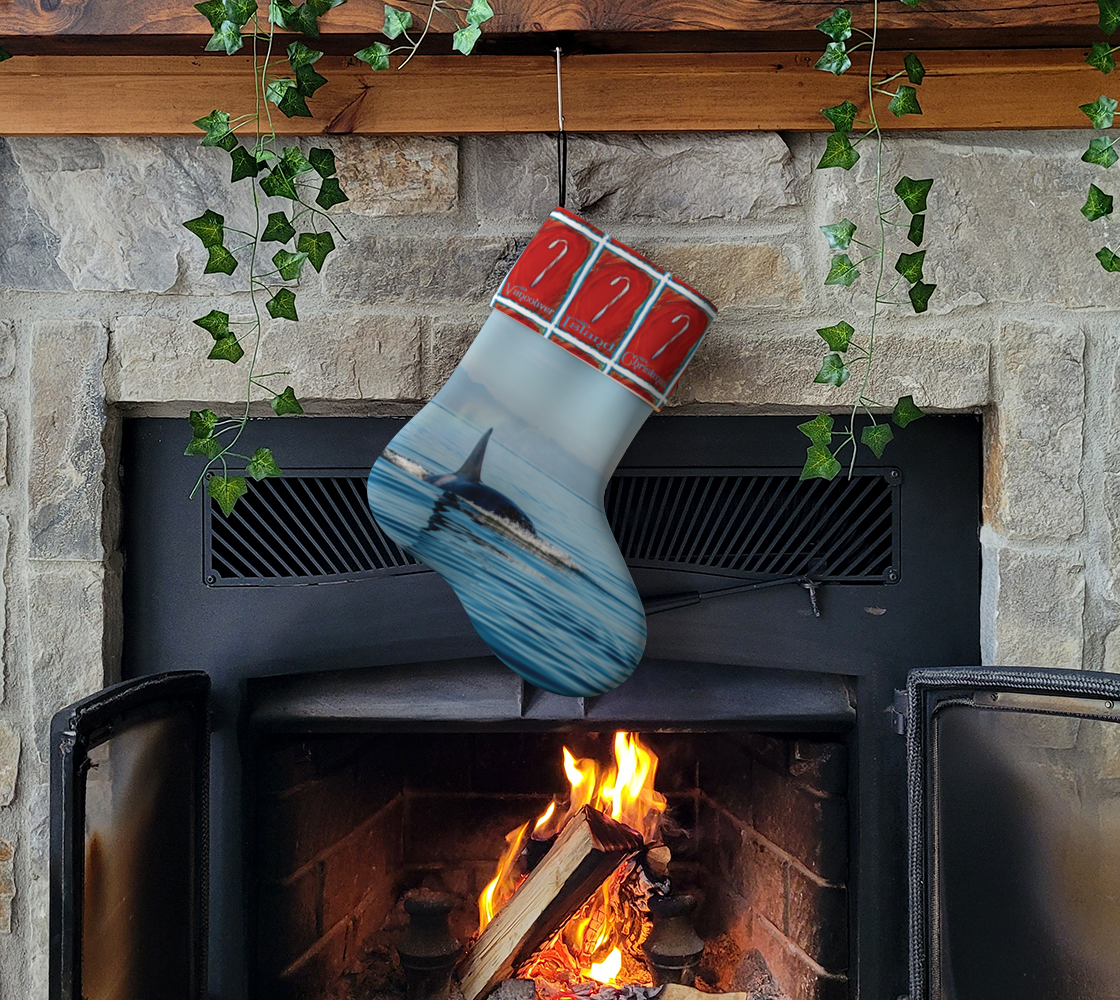 Orca & Candy Canes Vancouver Island Christmas Holiday Stocking