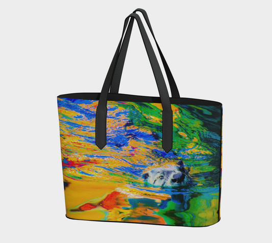 Otter Art Vegan Leather Tote Bag