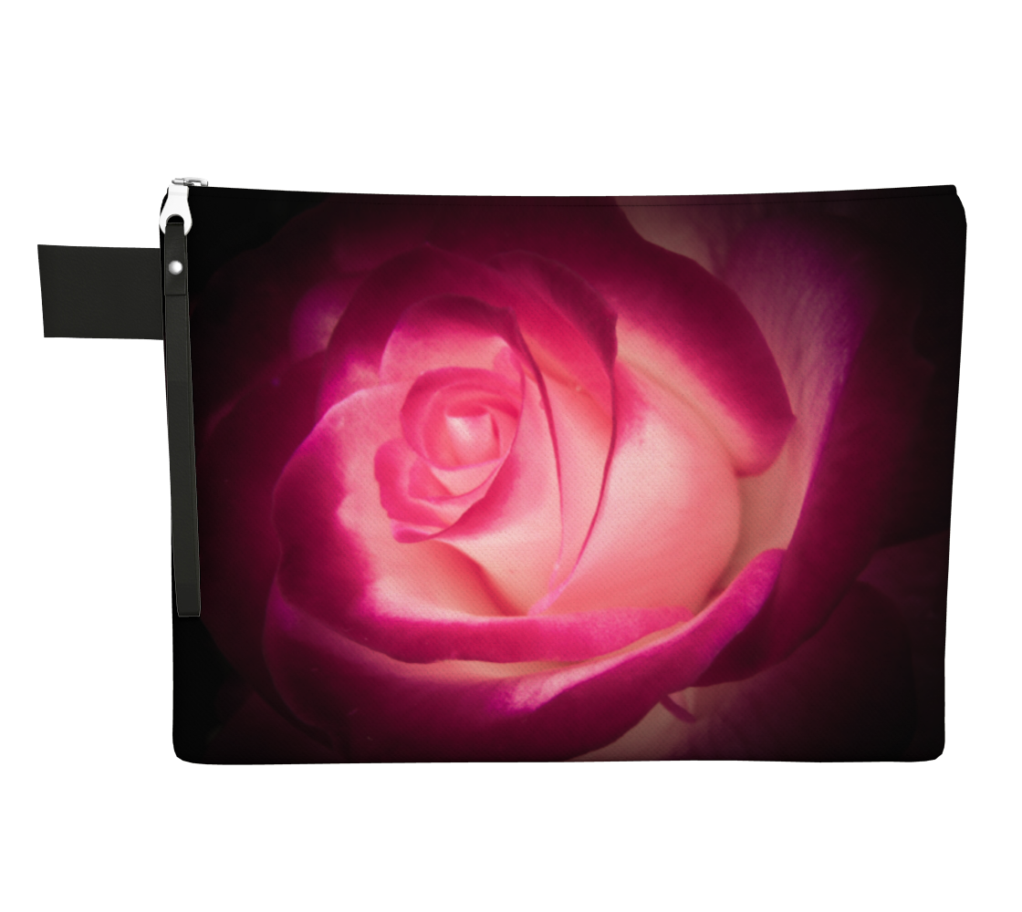 Illuminated Rose Zipper Carry All by Vanislegoddess.com available in 4 sizes.