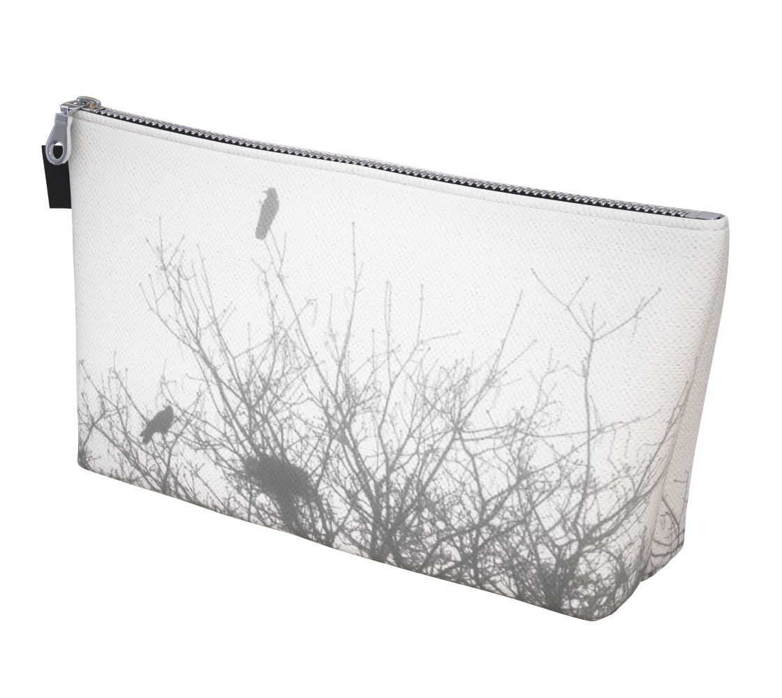Protected makeup Bags featuring printed artwork by Roxy Hurtubise. 