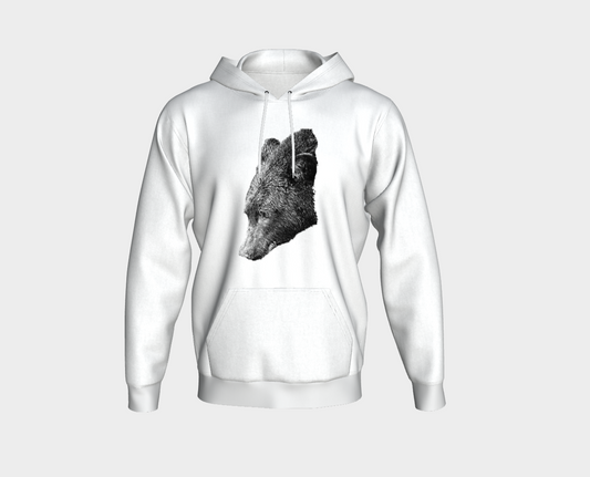 Adventure Bear Unisex Pullover Hoodie Your Van Isle Goddess unisex pullover hoodie is a great classic hoodie!  Created with state of the art tri-tex material which is a non-shrink poly middle encased in two layers of ultra soft cotton face and lining.  Features:  super cozy fluffy cotton lining double fleece lined hood kangaroo pocket flat drawcord non shrink fabric unisex fit designed to suit diverse body types