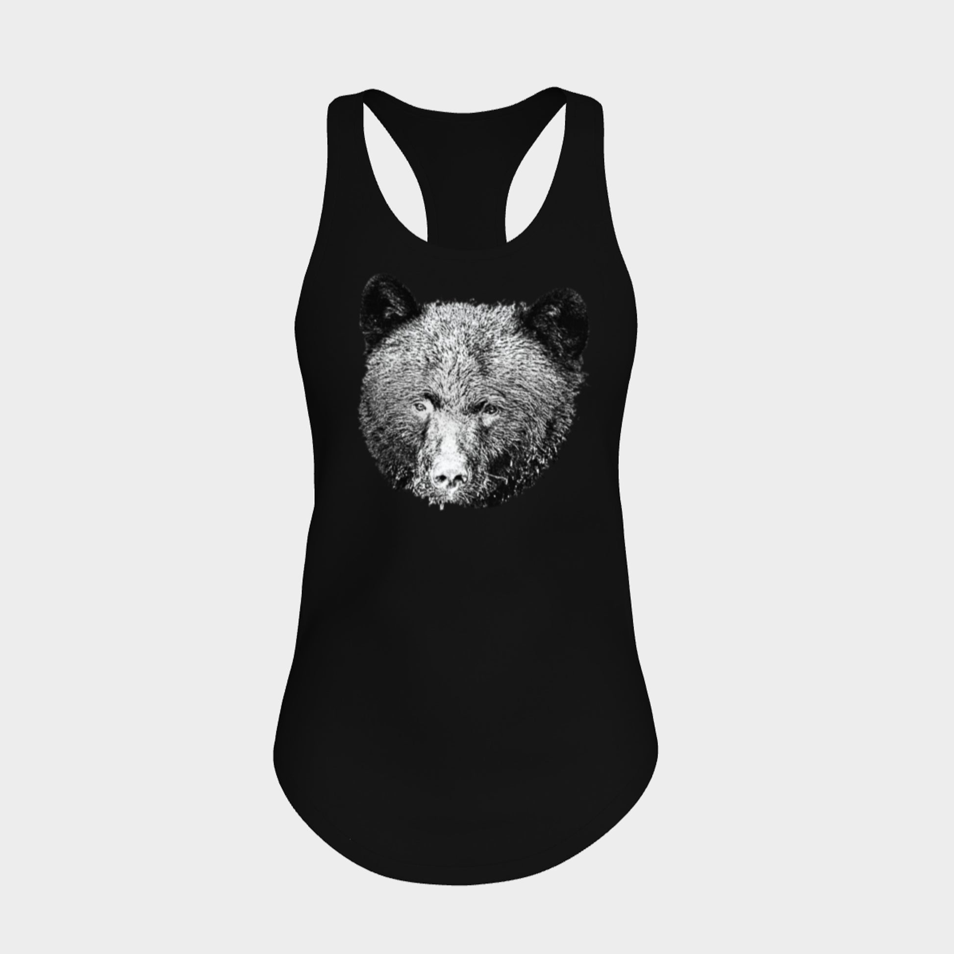 Bear Head Racerback tank top in tahiti blue made from a cotton polyester blend.