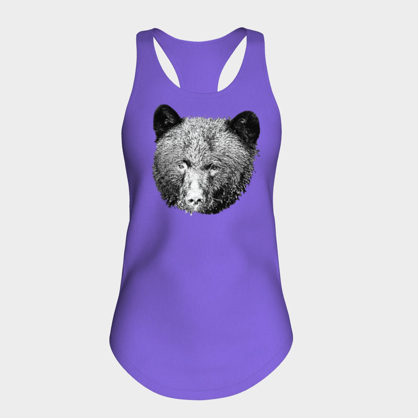 Bear Head Racerback tank top in tahiti blue made from a cotton polyester blend.