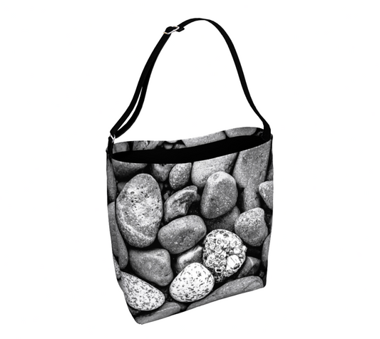 Beach Rocks grace the front of this tote bag.