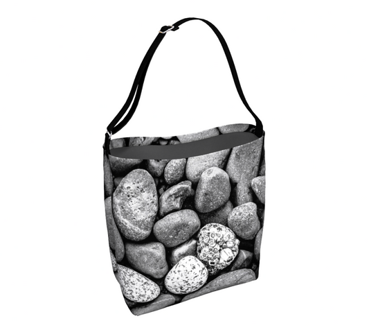 Beach Rocks from Vancouver Island is the featured image on the outside of this tote bag.