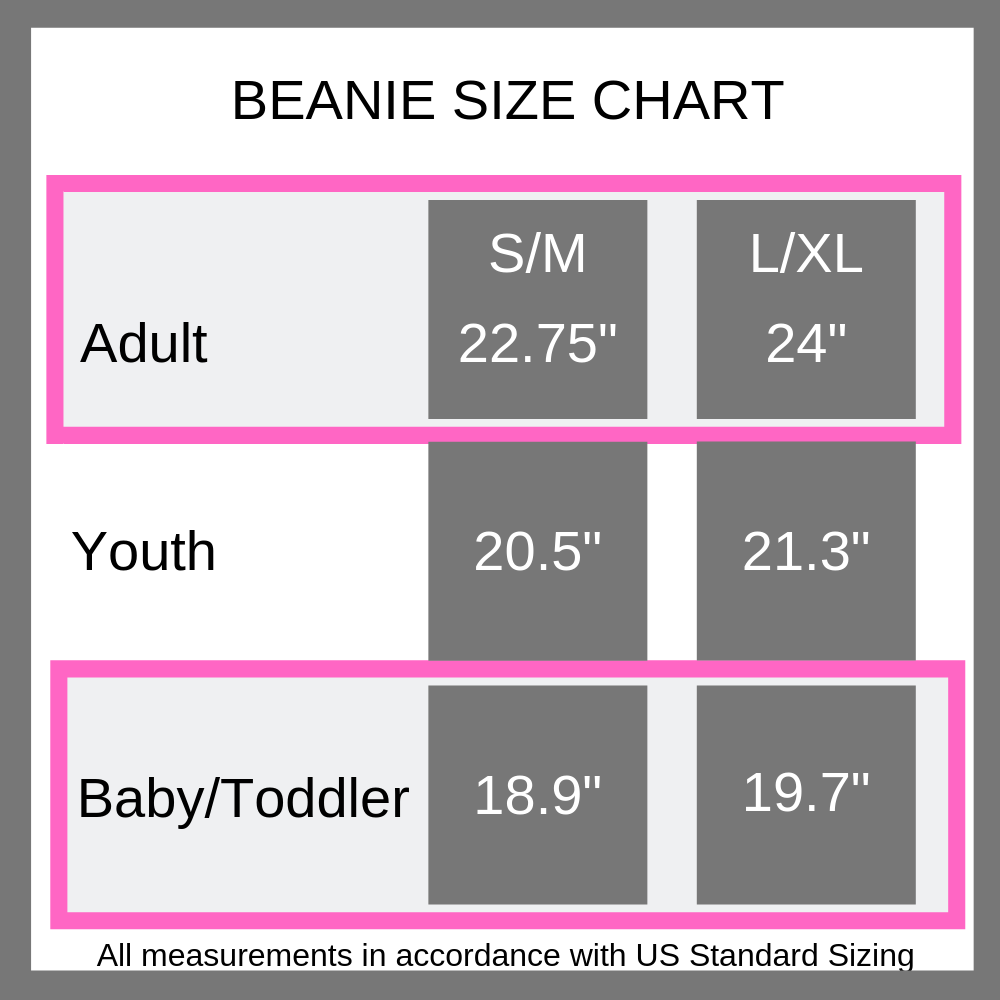 beanie size chart