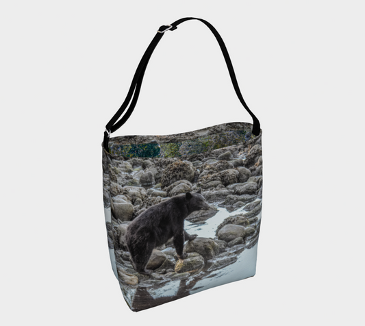 The bag features an image of a black bear in Ucluelet.