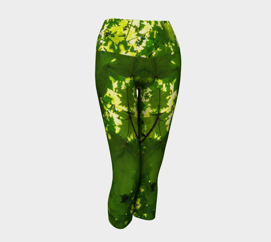 Canopy of Leaves Yoga Capris by Roxy Hurtubise VanIsleGoddess.Com Front