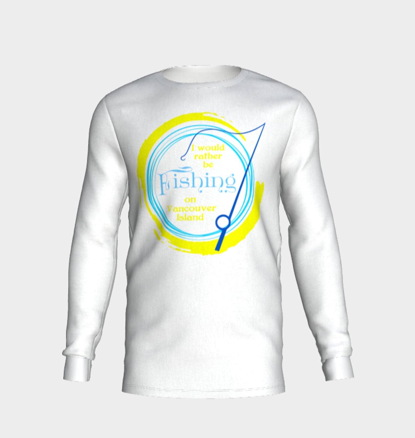 Rather Be Fishing Vancouver Island Long Sleeve Unisex T-Shirt  Features:  Flattering unisex fit Cozy long sleeves Crew neck Made with Milltex lightweight fabric Sizes small to 2XL