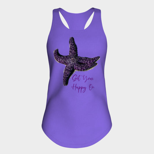 Get Your Happy On Racerback Tank Top  Excellent choice for the summer or for working out.   Made from 60% spun cotton and 40% poly for a mix of comfort and performance, you get it all (including my photography and digital art) with this custom printed racerback tank top.