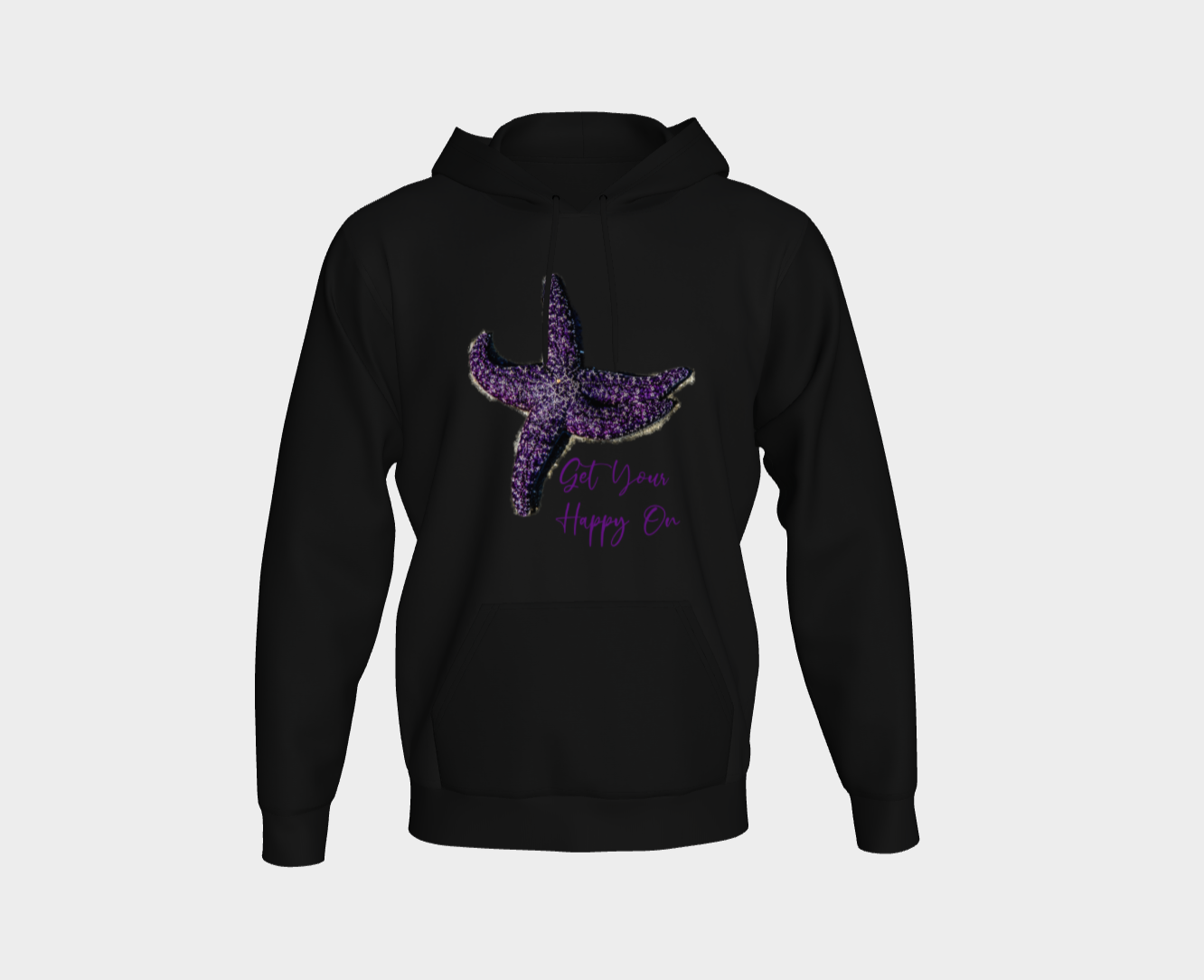 Get Your Happy On Starfish Unisex Pullover Hoodie Your Van Isle Goddess unisex pullover hoodie is a great classic hoodie!  Created with state of the art tri-tex material which is a non-shrink poly middle encased in two layers of ultra soft cotton face and lining.
