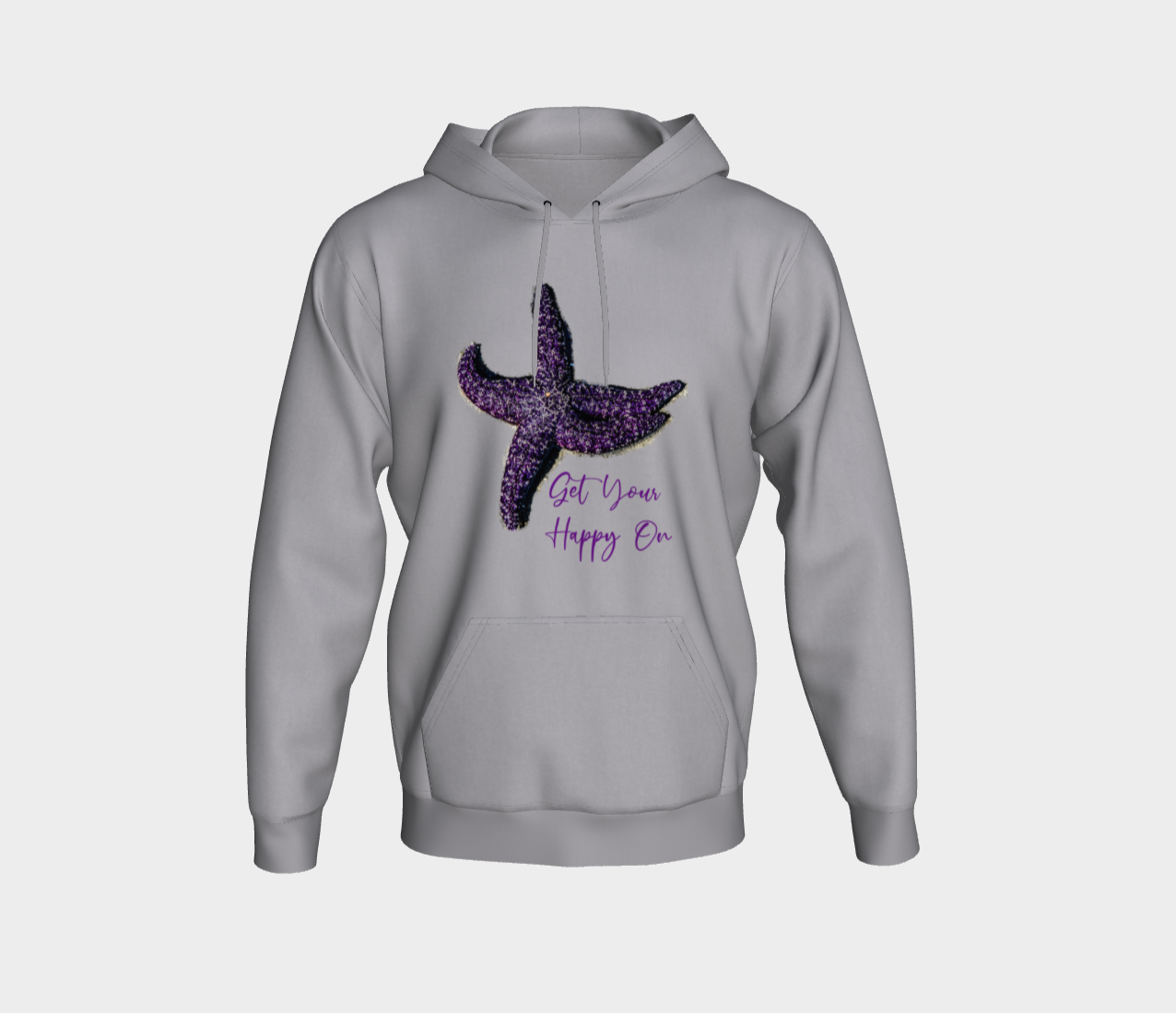 Get Your Happy On Starfish Unisex Pullover Hoodie Your Van Isle Goddess unisex pullover hoodie is a great classic hoodie!  Created with state of the art tri-tex material which is a non-shrink poly middle encased in two layers of ultra soft cotton face and lining.