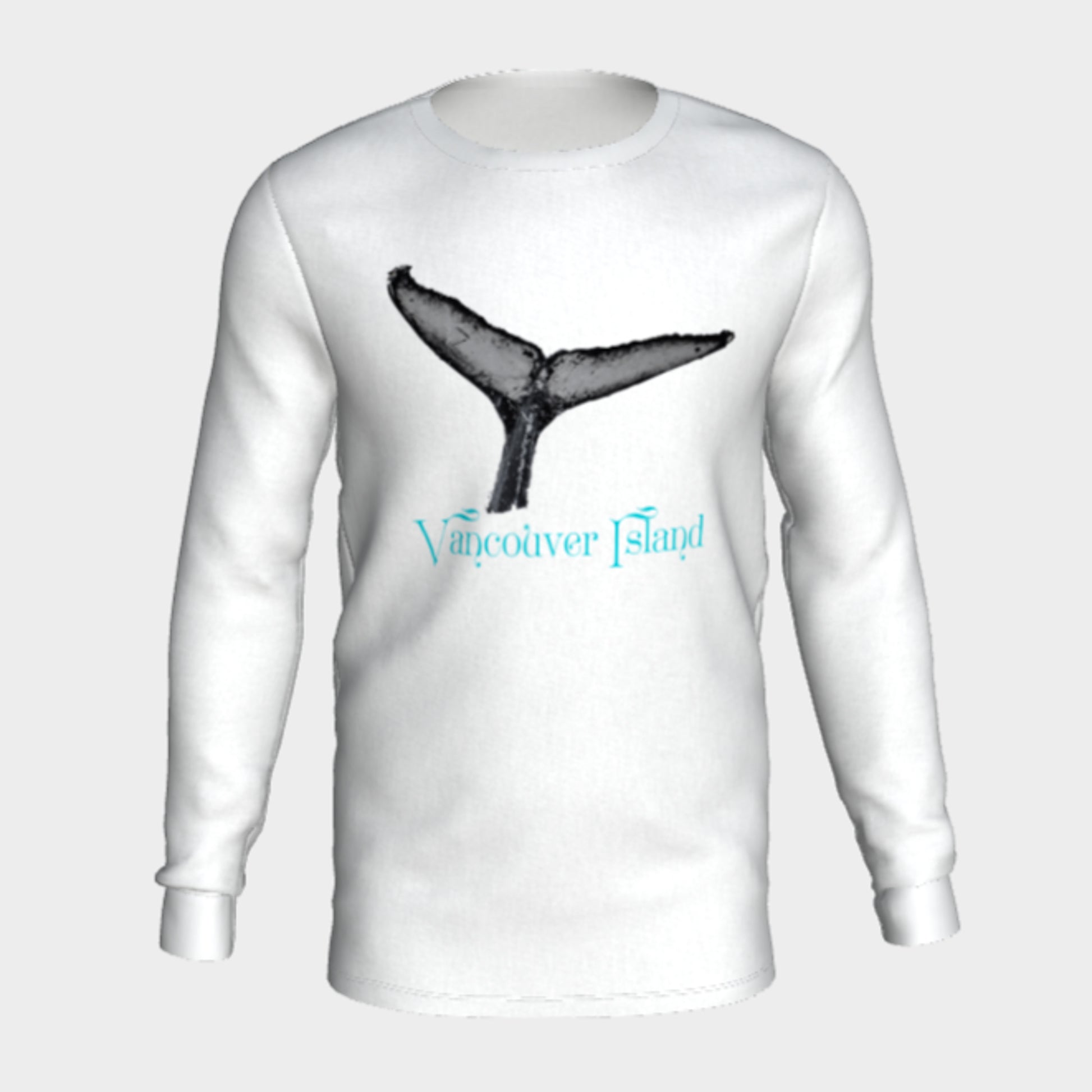 Humpback Whale Tail Vancouver Island Long Sleeve Unisex T-Shirt Features:  Flattering unisex fit Cozy long sleeves Crew neck Made with Milltex lightweight fabric Sizes small to 2XL