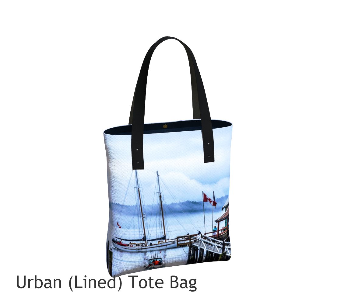 Telegraph Cove Tote Bag Basic and Urban Tote Bags featuring printed artwork by Roxy Hurtubise. 