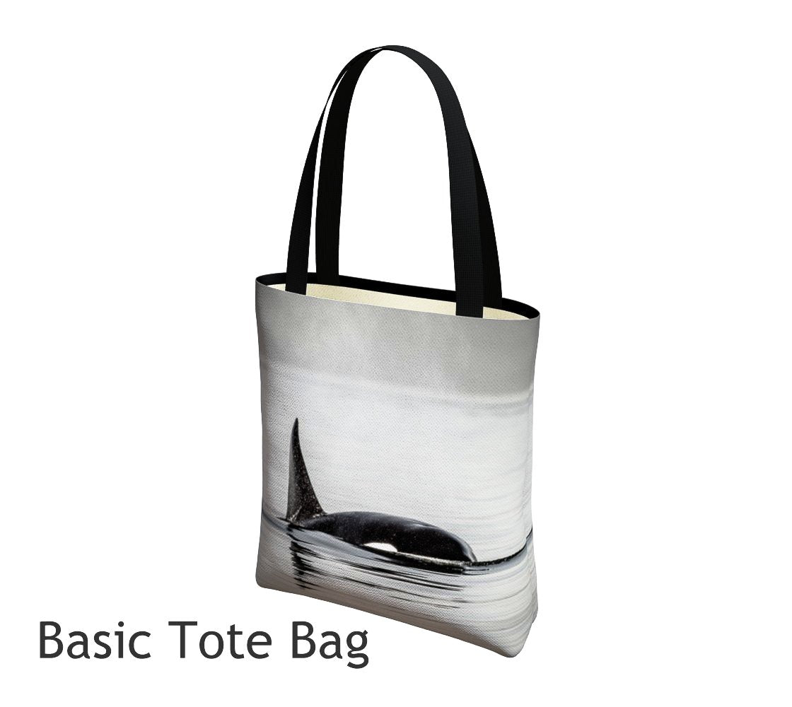 Orca Tote Bag Basic and Urban Tote Bags featuring printed artwork by Roxy Hurtubise. 
