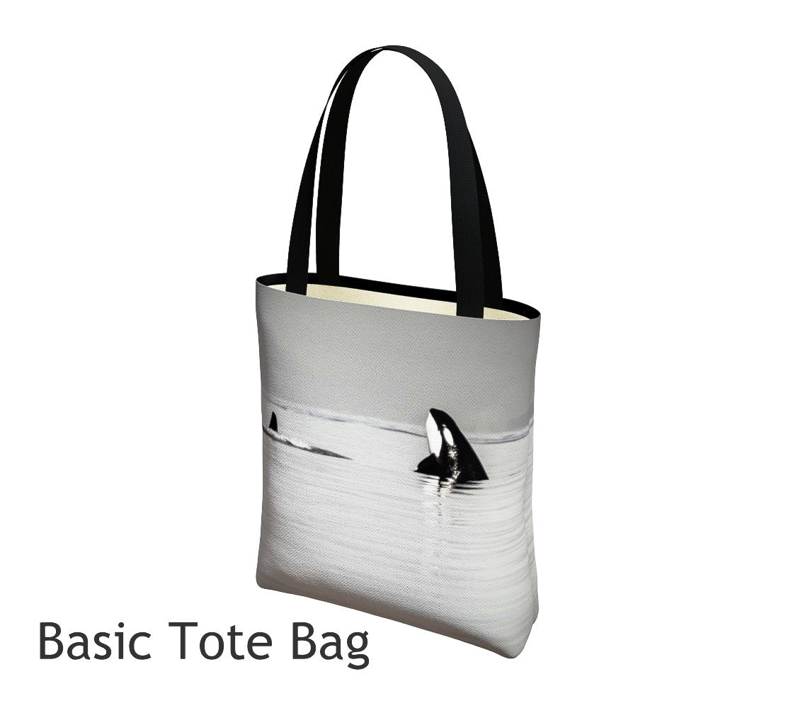 Orca Spy Hop Tote Bag Basic and Urban Tote Bags featuring printed artwork by Roxy Hurtubise. 