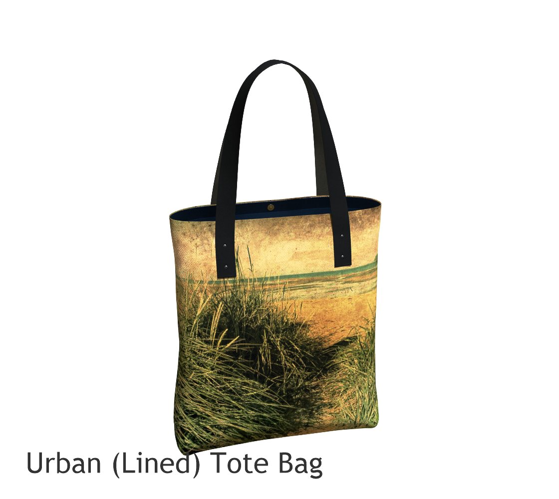 Vintage Beach Tote Bag Basic and Urban Tote Bags featuring printed artwork by Roxy Hurtubise. 