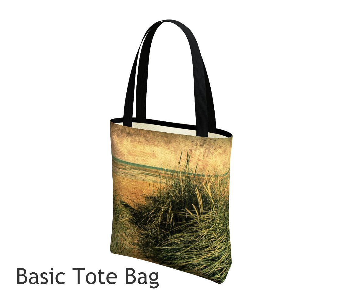 Vintage Beach Tote Bag Basic and Urban Tote Bags featuring printed artwork by Roxy Hurtubise. 