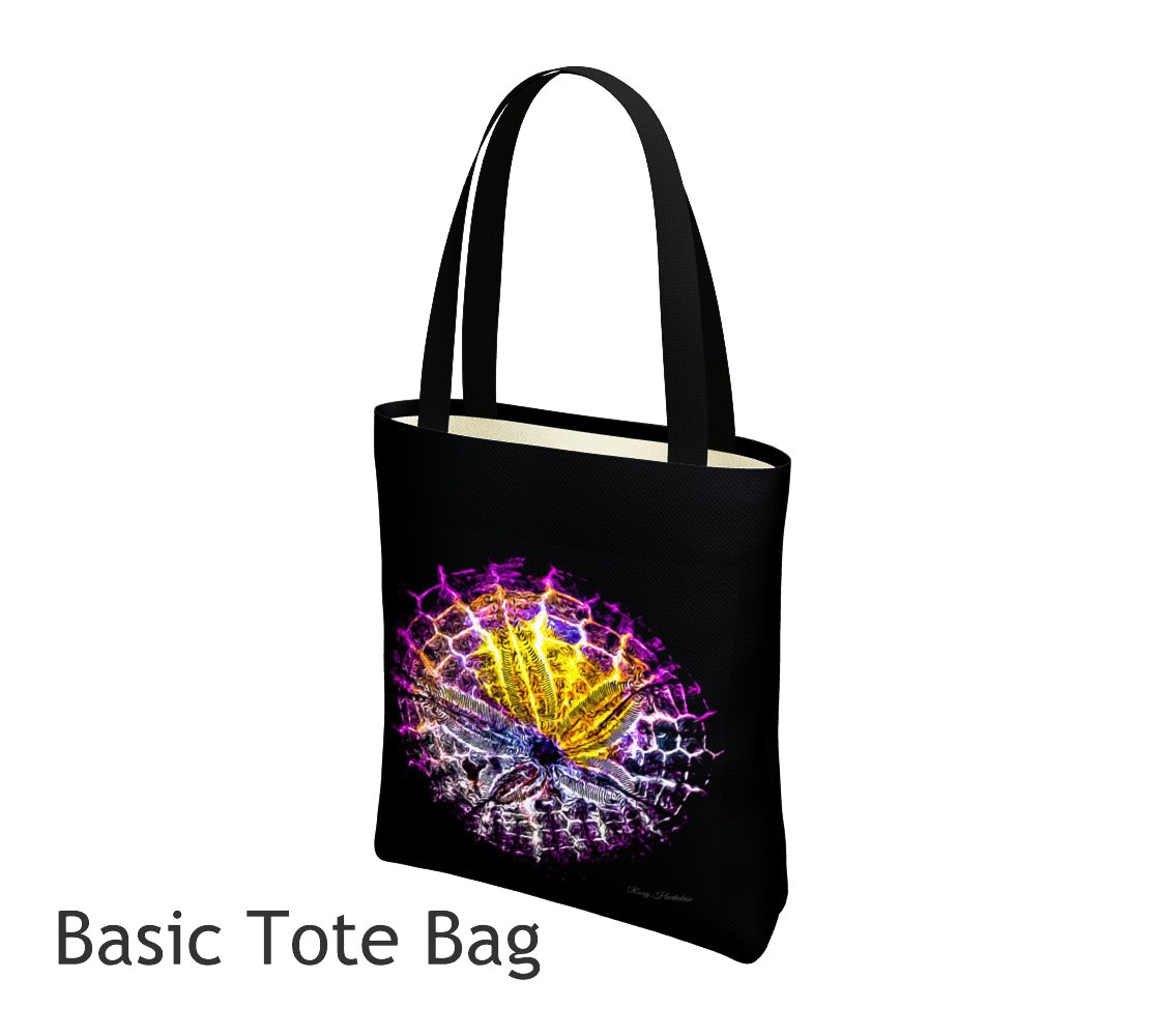 Spotlight Sand Dollar Tote Bag Basic and Urban Tote Bags featuring printed artwork by Roxy Hurtubise. 