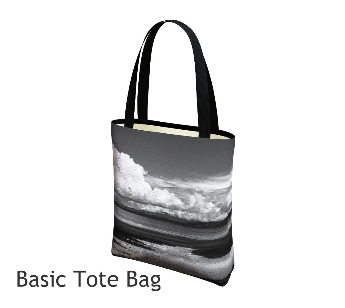 Parksville Beach Tote Bag Basic and Urban Tote Bags featuring printed artwork by Roxy Hurtubise. 