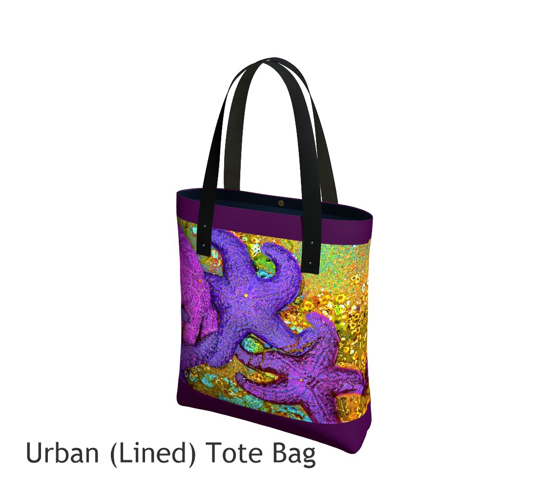 Starfish Cluster Tote Bag Basic and Urban Tote Bags featuring printed artwork by Roxy Hurtubise. 