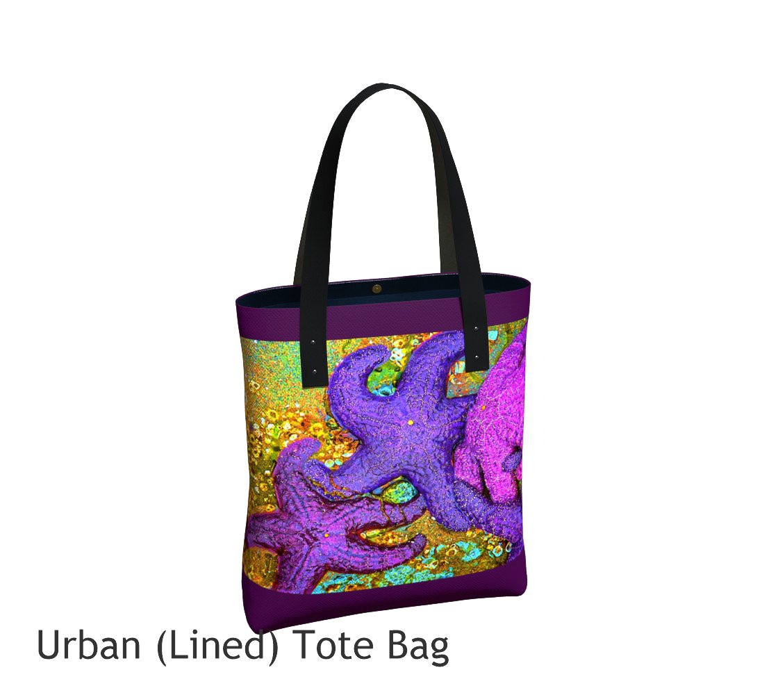 Starfish Cluster Tote Bag Basic and Urban Tote Bags featuring printed artwork by Roxy Hurtubise. 
