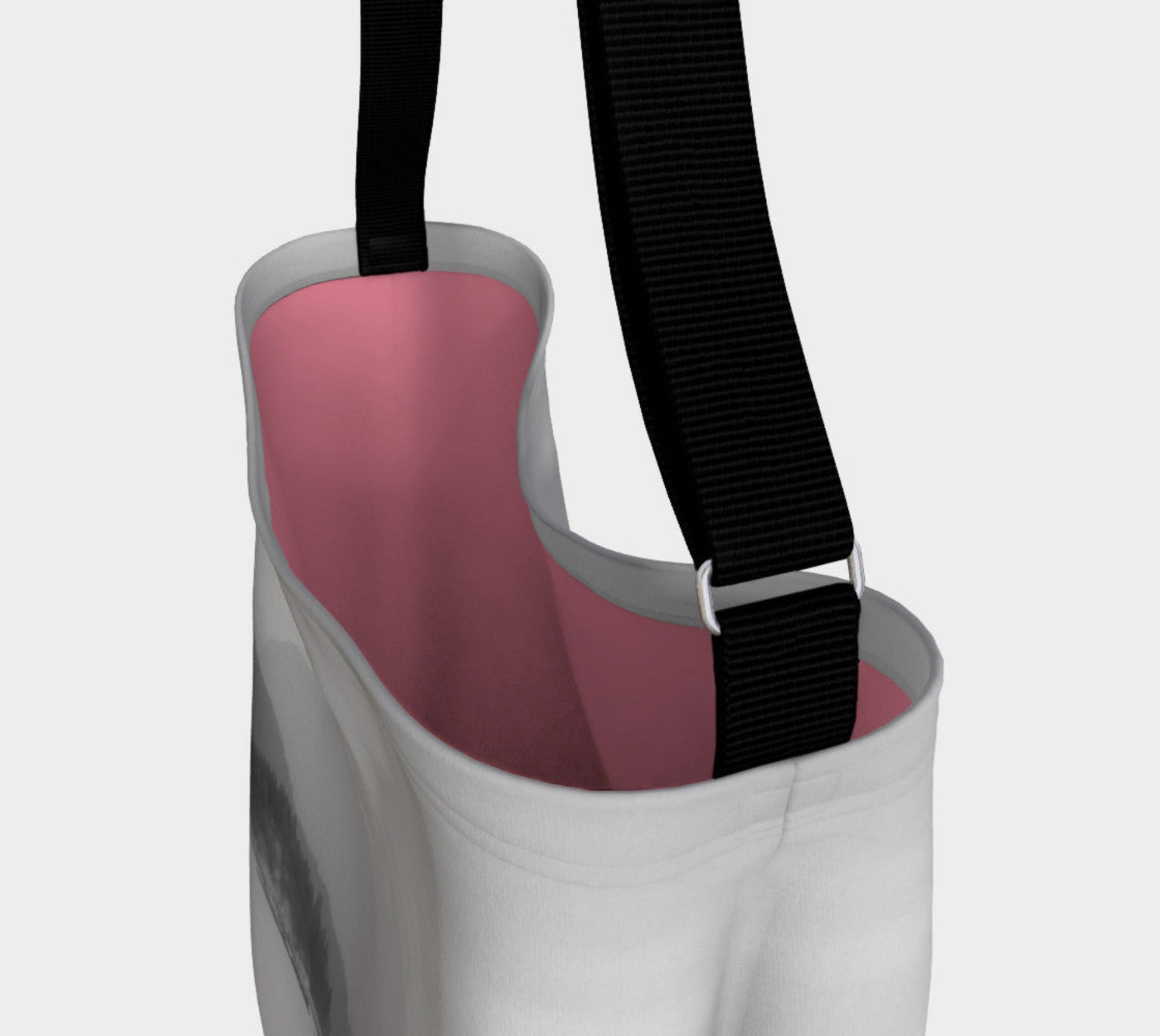Pacific Mist Day Tote  Everyday Day Tote for Everything!  Van Isle Goddess ultimate tote bag!   Adjustable strap for comfort, the tote is made from soft and supple neoprene that stretches to fit whatever you can put in it!    Vibrant artwork that will never fade with washing.  Pacific Mist Artwork by  Roxy Hurtubise with solid pastel pink color interior.