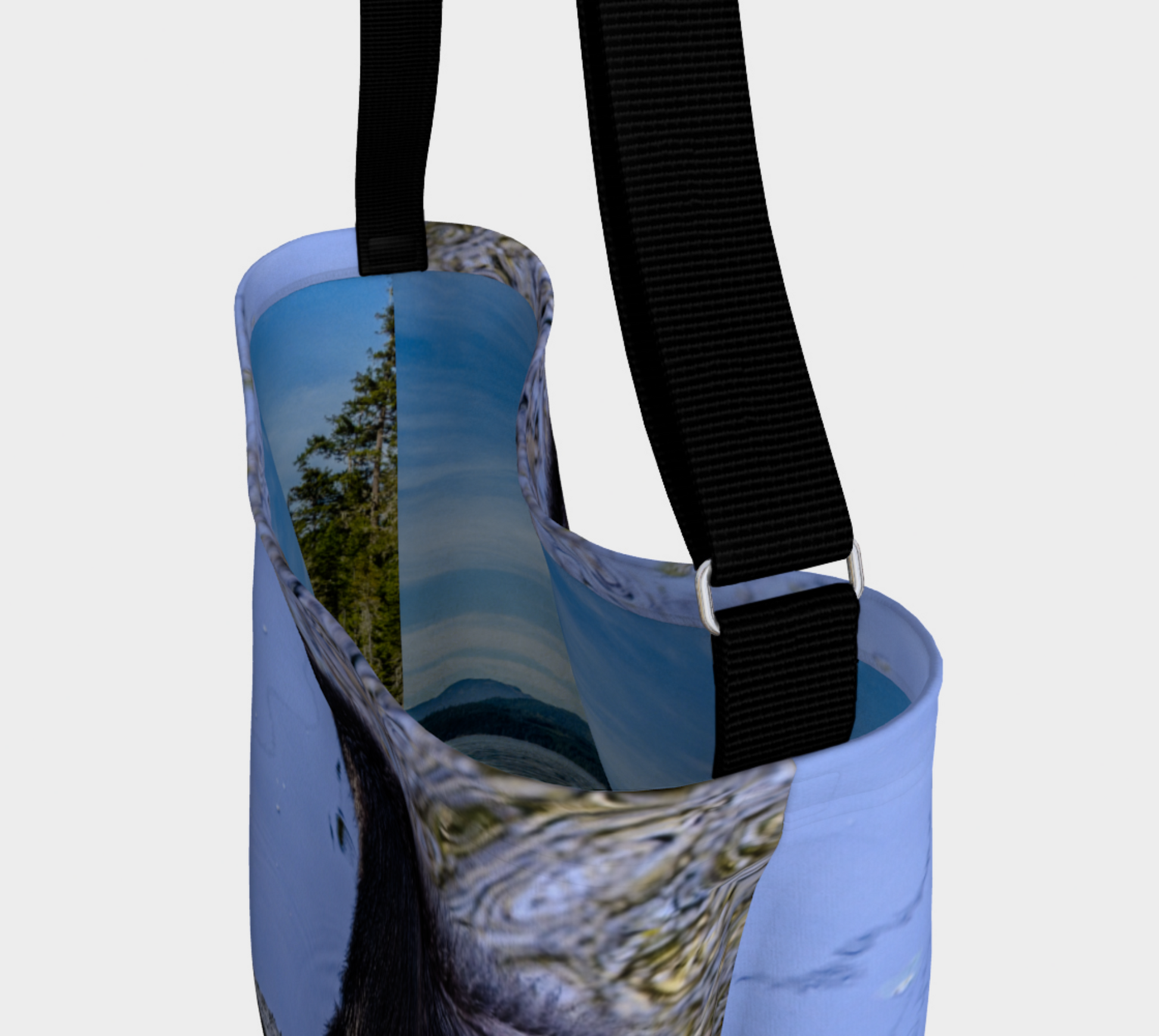 Interior of the Waters Edge Bear Neoprene Day Tote: Coastal Wildlife-Inspired Print Bag