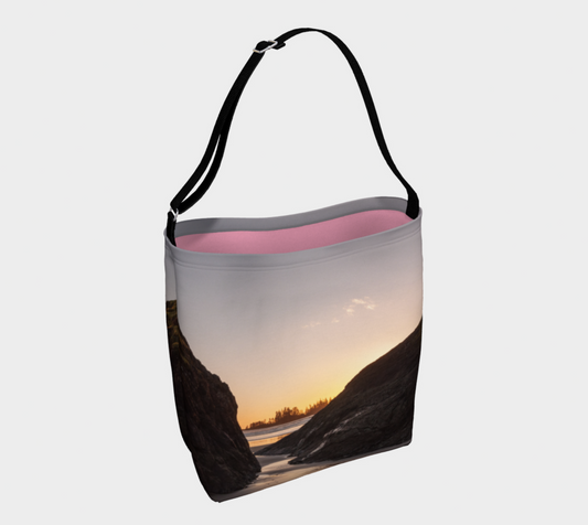 Long Beach Sunset Tofino Neoprene Day Tote: Breathtaking Coastal Landscape Print Bag