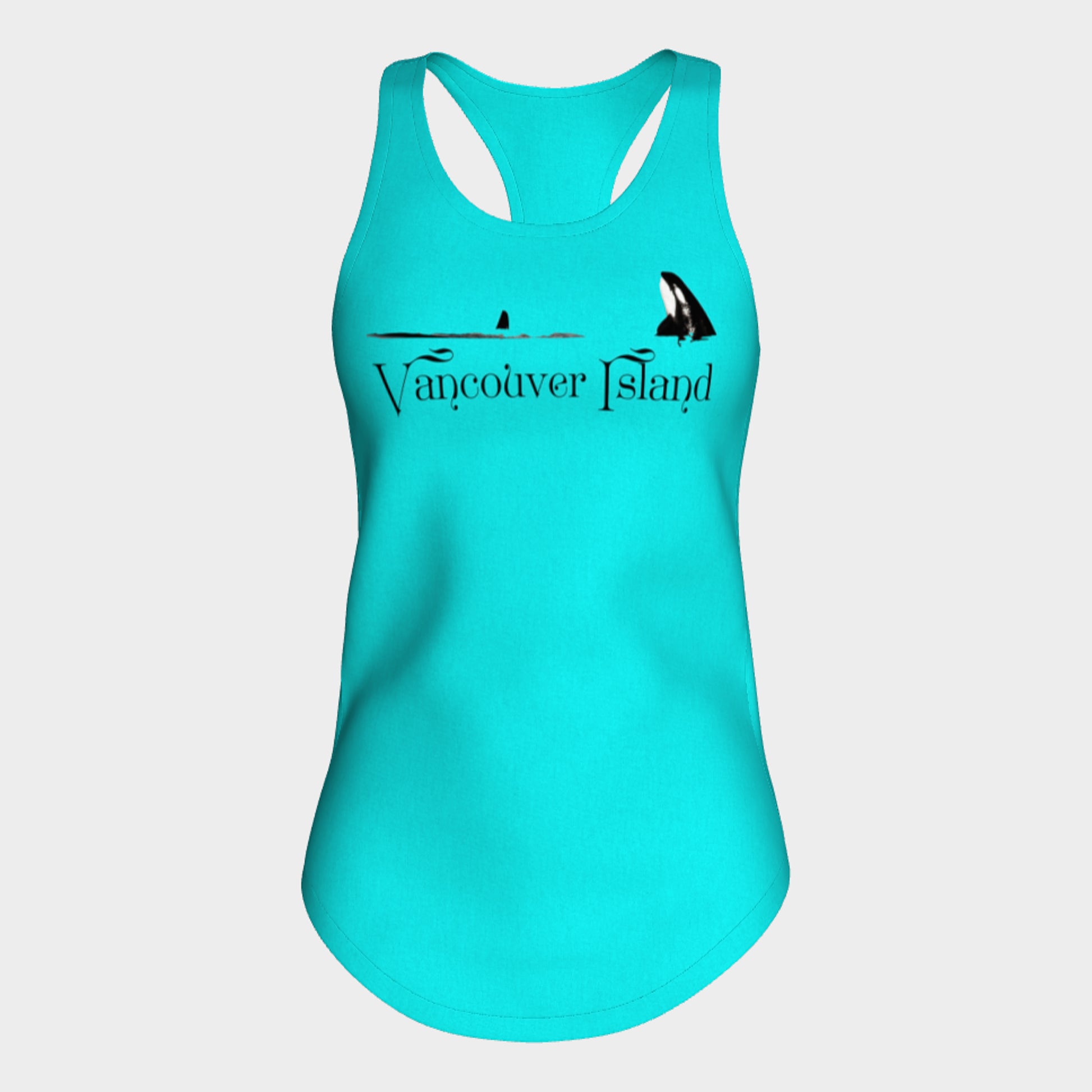 Orca Spy Hop Vancouver Island Racerback Tank Top  Excellent choice for the summer or for working out.   Made from 60% spun cotton and 40% poly for a mix of comfort and performance, you get it all (including my photography and digital art) with this custom printed racerback tank top.   Van Isle Goddess Next Level racerback tank top will quickly become you go-to tank top because of the super comfy fit!