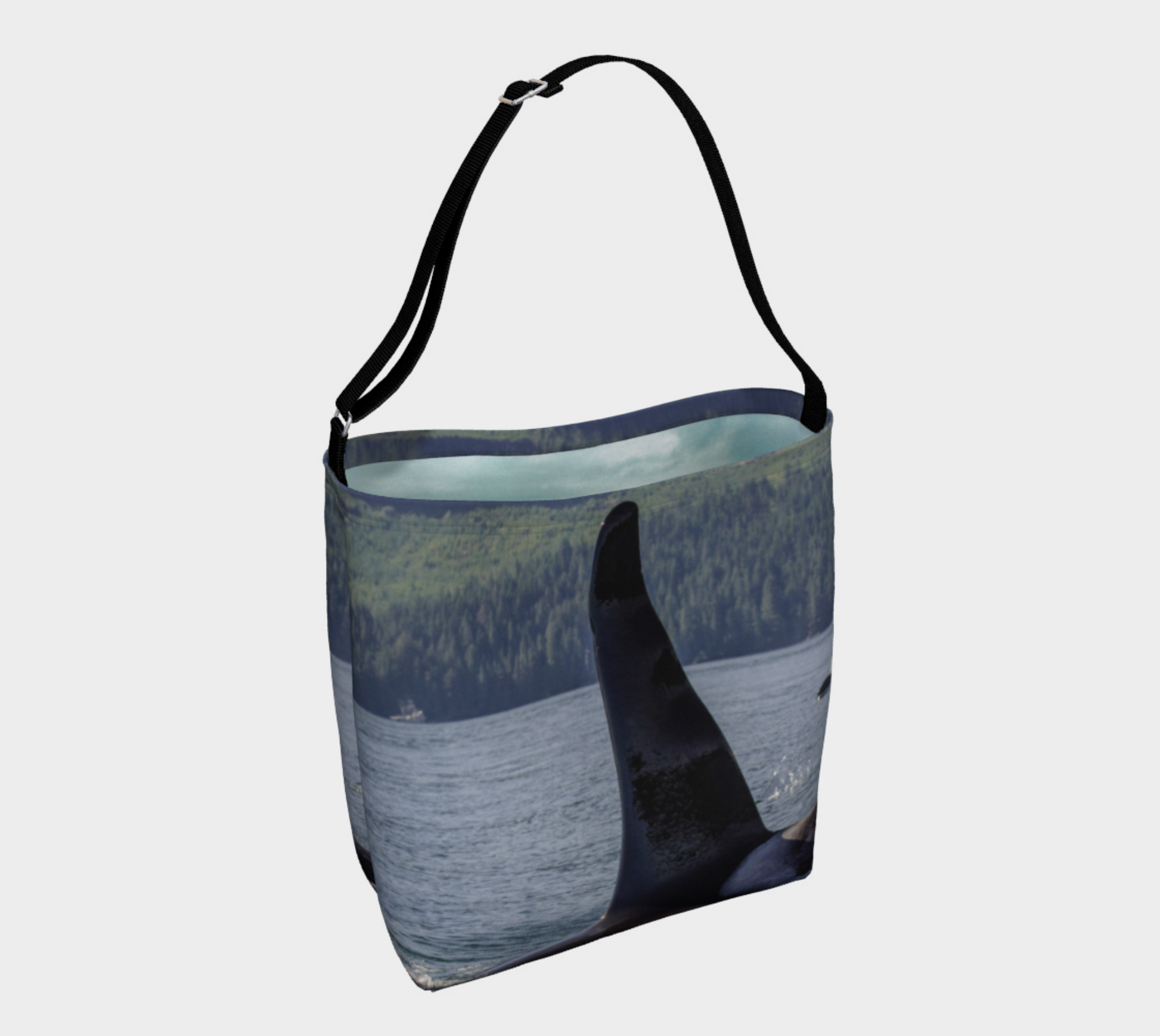 Orca So Close Neoprene Day Tote: Up-Close Coastal Wildlife Print Bag