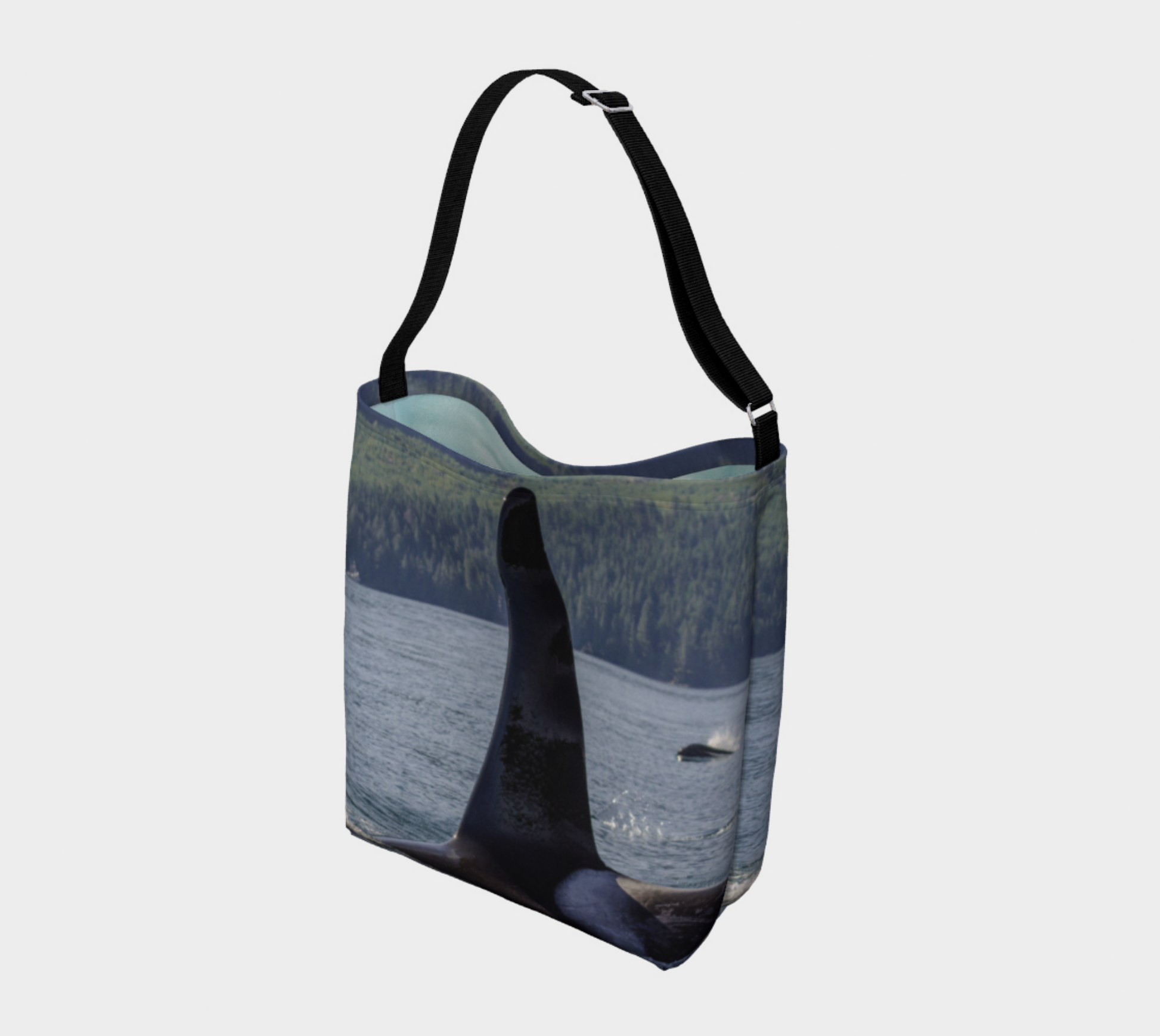Orca So Close Neoprene Day Tote: Up-Close Coastal Wildlife Tote Bag