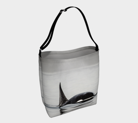 Orca Spray Neoprene Day Tote: Dynamic Coastal Wildlife Print Bag