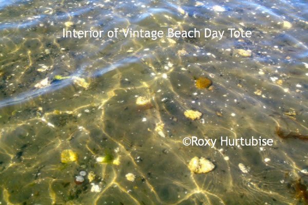 Interior image that is printed on the inside of the View of the interior Vintage Beach Neoprene Day Tote: Nostalgic Seaside-Inspired Bag