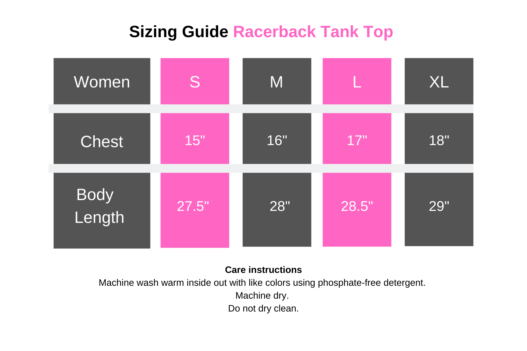 size guide for van isle goddess racerback tank top