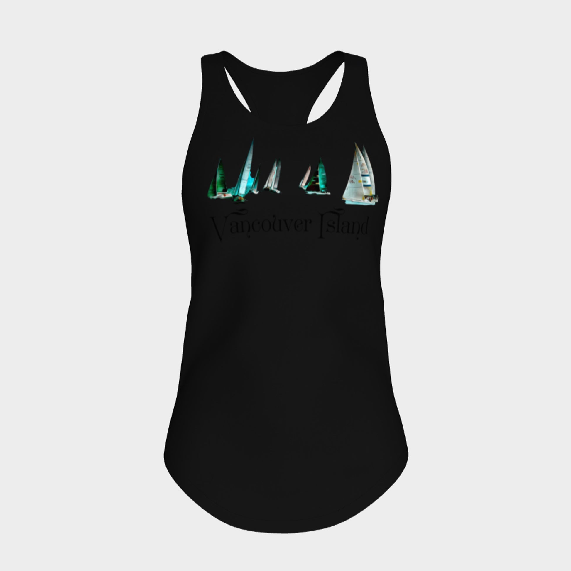 Sail Away Vancouver Island Racerback Tank Top  Excellent choice for the summer or for working out.   Made from 60% spun cotton and 40% poly for a mix of comfort and performance, you get it all (including my photography and digital art) with this custom printed racerback tank top.   Van Isle Goddess Next Level racerback tank top will quickly become you go-to tank top because of the super comfy fit!