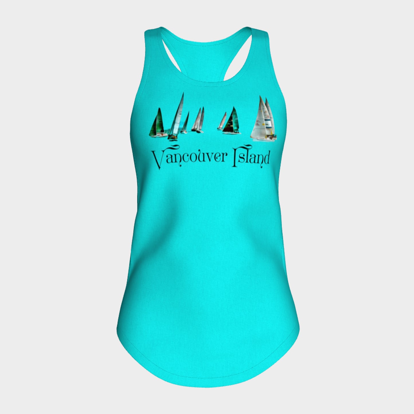 Sail Away Vancouver Island Racerback Tank Top  Excellent choice for the summer or for working out.   Made from 60% spun cotton and 40% poly for a mix of comfort and performance, you get it all (including my photography and digital art) with this custom printed racerback tank top.   Van Isle Goddess Next Level racerback tank top will quickly become you go-to tank top because of the super comfy fit!