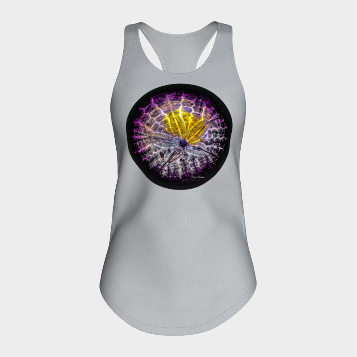 Spotlight Sand Dollar Racerback Tank Top  Excellent choice for the summer or for working out.   Made from 60% spun cotton and 40% poly for a mix of comfort and performance, you get it all (including my photography and digital art) with this custom printed racerback tank top.   Van Isle Goddess Next Level racerback tank top will quickly become you go-to tank top because of the super comfy fit!