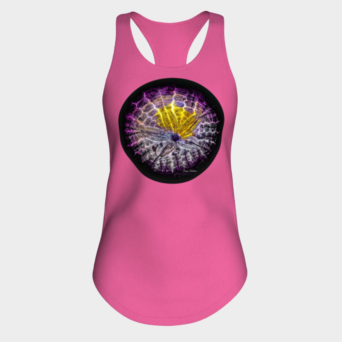 Spotlight Sand Dollar Racerback Tank Top  Excellent choice for the summer or for working out.   Made from 60% spun cotton and 40% poly for a mix of comfort and performance, you get it all (including my photography and digital art) with this custom printed racerback tank top.   Van Isle Goddess Next Level racerback tank top will quickly become you go-to tank top because of the super comfy fit!