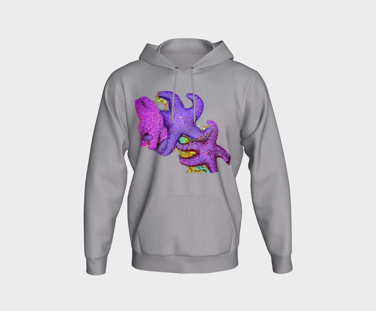 Starfish Cluster Unisex Pullover Hoodie Your Van Isle Goddess unisex pullover hoodie is a great classic hoodie!  Created with state of the art tri-tex material which is a non-shrink poly middle encased in two layers of ultra soft cotton face and lining.