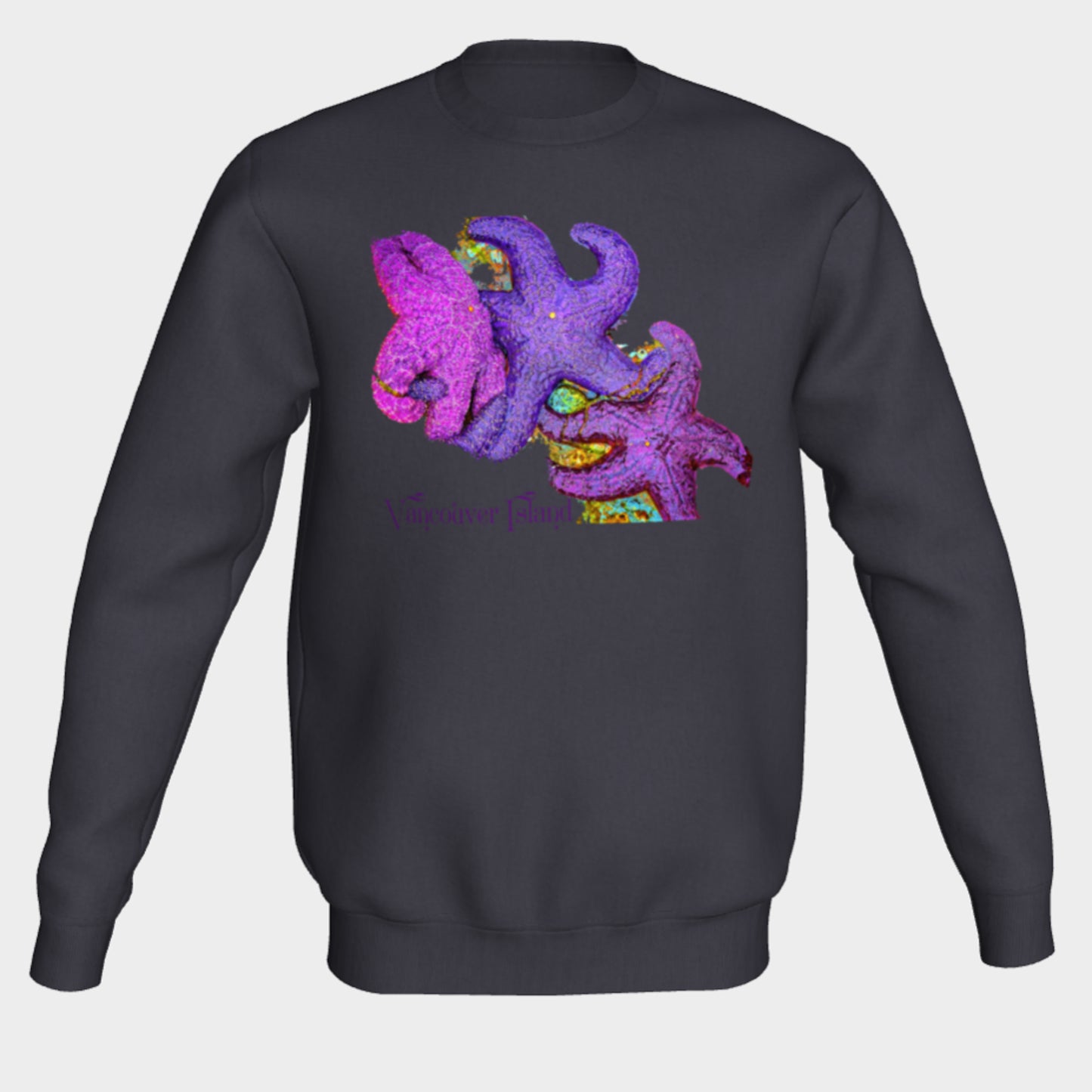Starfish Cluster Vancouver Island Crewneck Sweatshirt What’s better than a super cozy sweatshirt? A super cozy sweatshirt from Van Isle Goddess!  Super cozy unisex sweatshirt for those chilly days.  Excellent for men or women.   Fit is roomy and comfortable. 