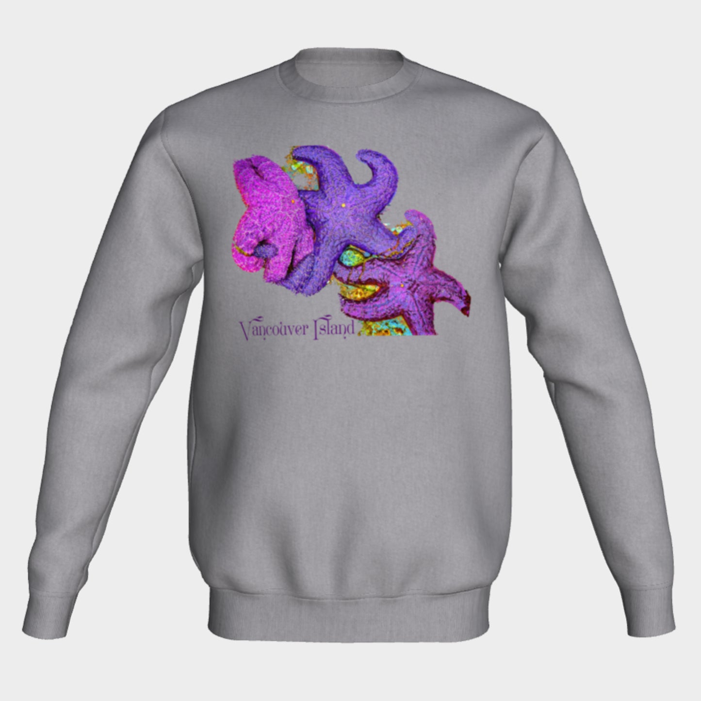 Starfish Cluster Vancouver Island Crewneck Sweatshirt What’s better than a super cozy sweatshirt? A super cozy sweatshirt from Van Isle Goddess!  Super cozy unisex sweatshirt for those chilly days.  Excellent for men or women.   Fit is roomy and comfortable. 