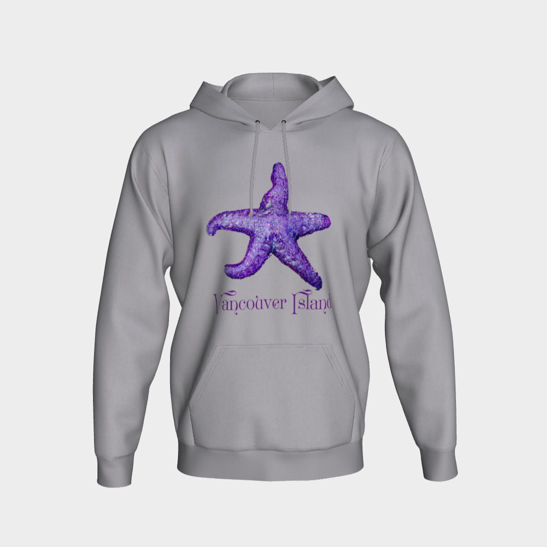 Starfish Vancouver Island Unisex Pullover Hoodie Your Van Isle Goddess unisex pullover hoodie is a great classic hoodie!  Created with state of the art tri-tex material which is a non-shrink poly middle encased in two layers of ultra soft cotton face and lining.  Features:  super cozy fluffy cotton lining double fleece lined hood kangaroo pocket flat drawcord non shrink fabric unisex fit designed to suit diverse body types