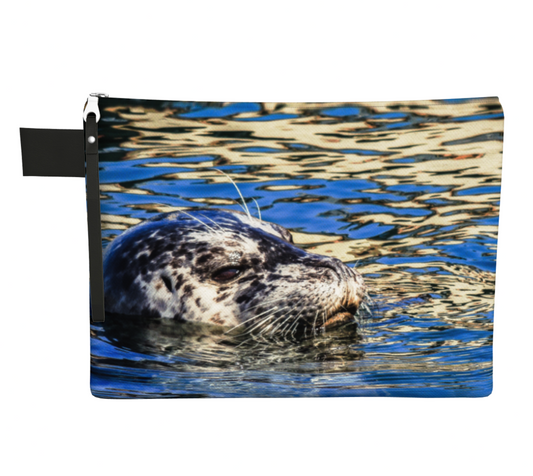 Seal of Blue Zipper Carry All by Vanislegoddess.com available in 4 sizes.